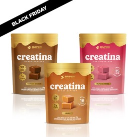 Caramelos de Creatina | Combo 3 Mini Packs (Caramelo, Brigadeiro e Morango)